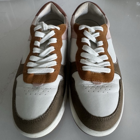 Madewell Court Sneakers Nubuck &‎ Recycled Leather Women's 10 Men's 8.5 Tan Pink - Picture 7 of 8